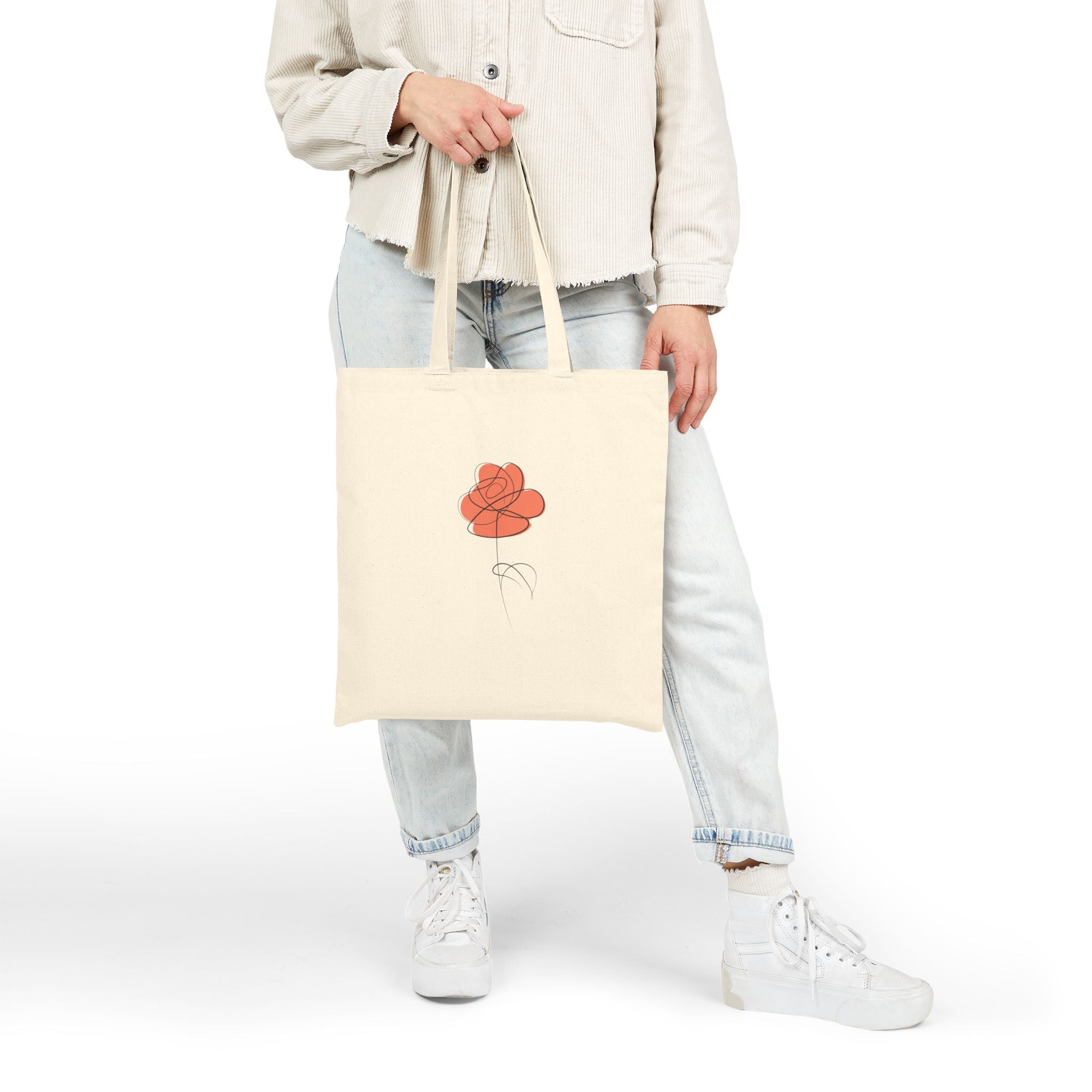 Stylish Floral Canvas Tote Bag