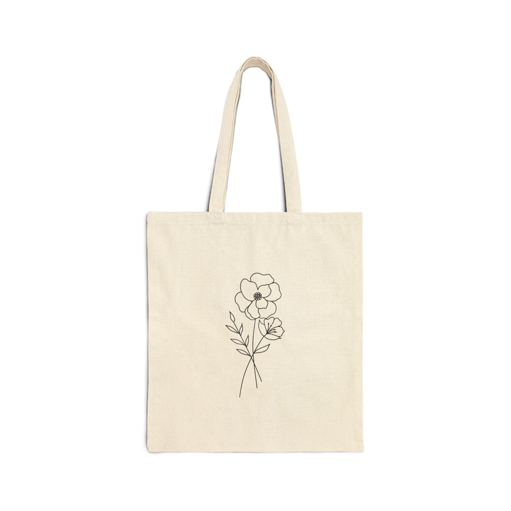 Floral Design Cotton Canvas Tote Bag