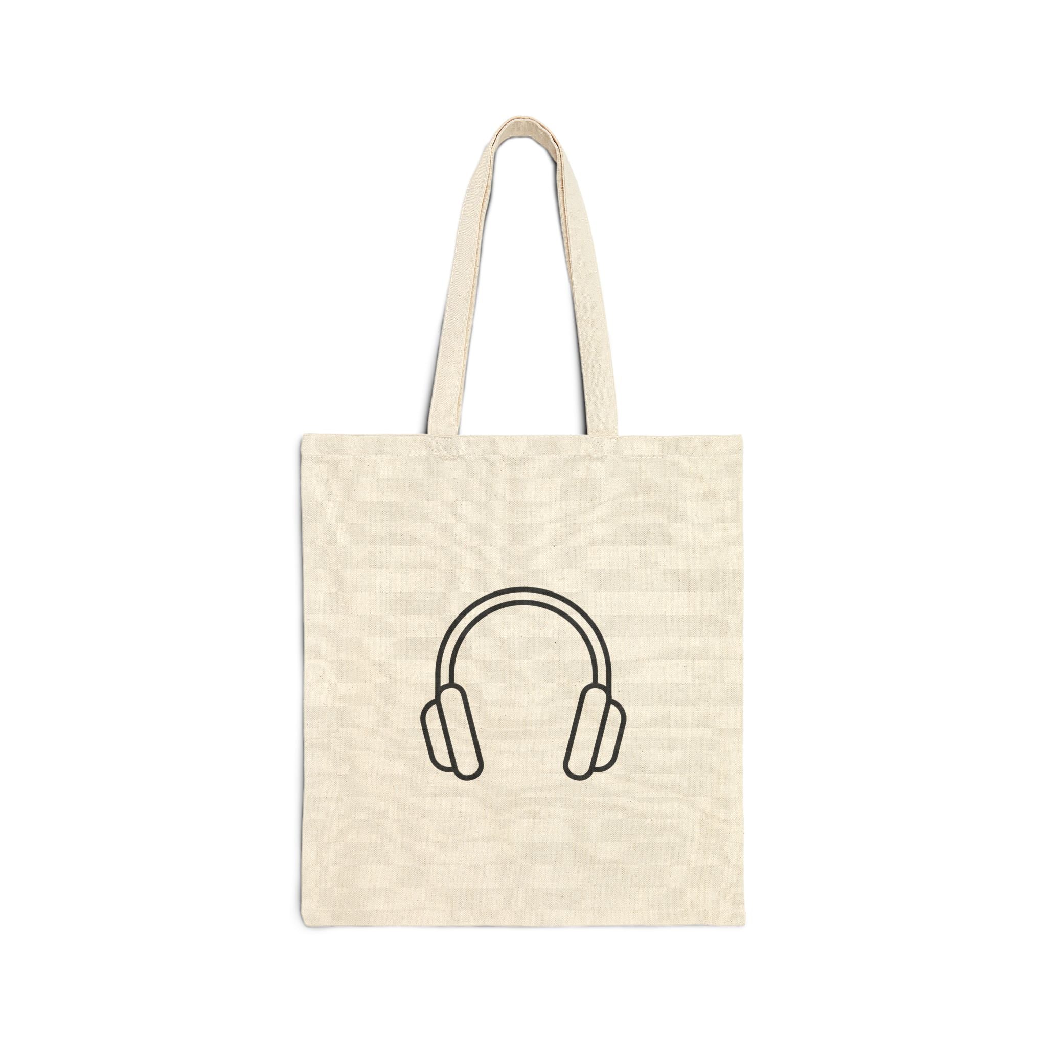 Headphone Cotton Canvas Tote Bag | Music Lover Gift