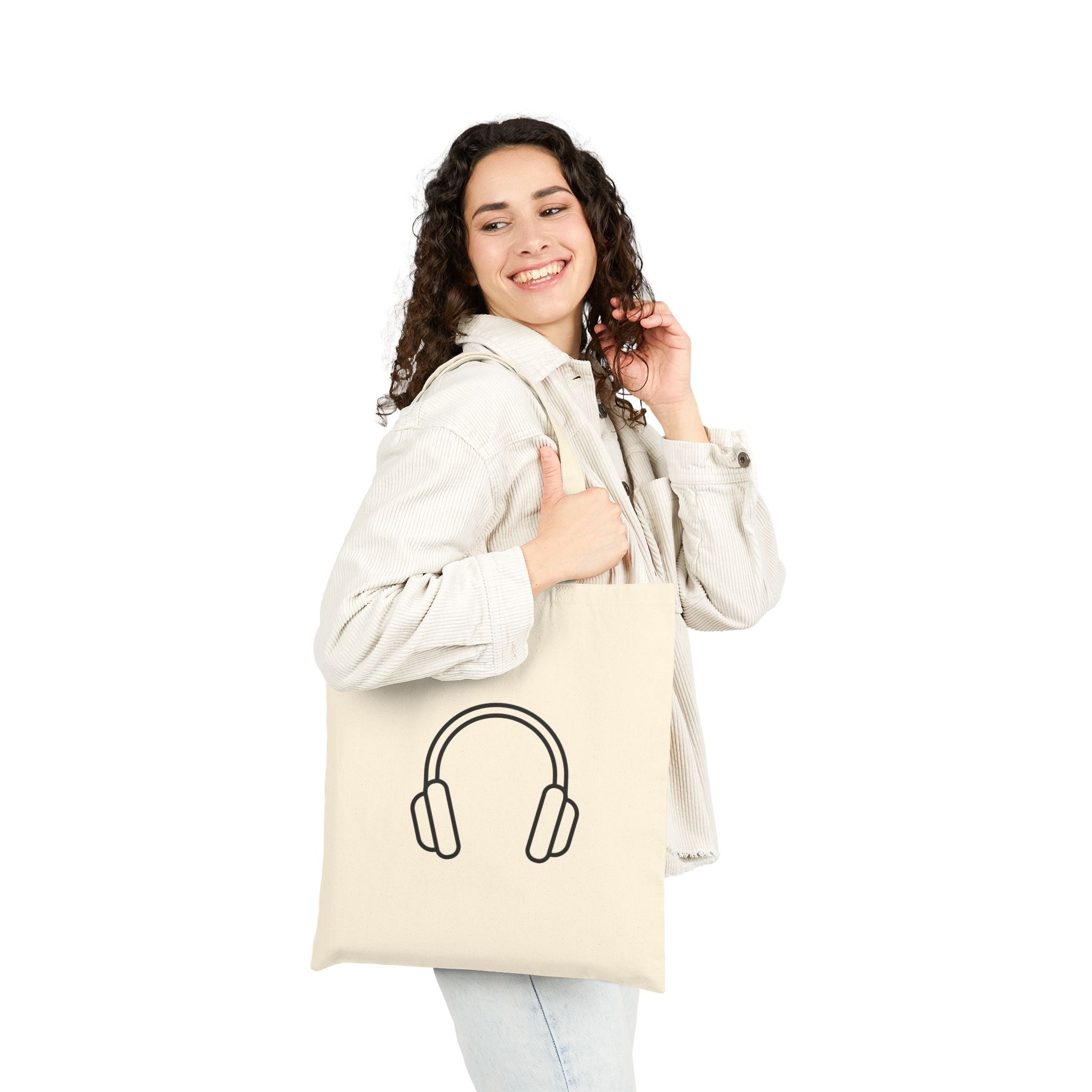 Headphone Cotton Canvas Tote Bag | Music Lover Gift