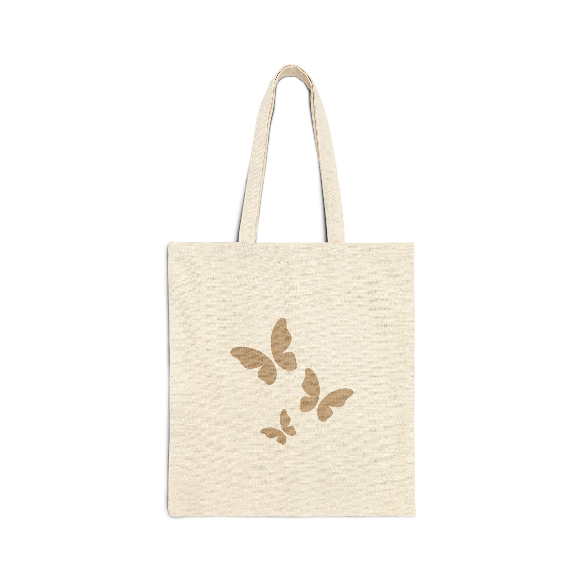 Butterfly Print Cotton Canvas Tote Bag