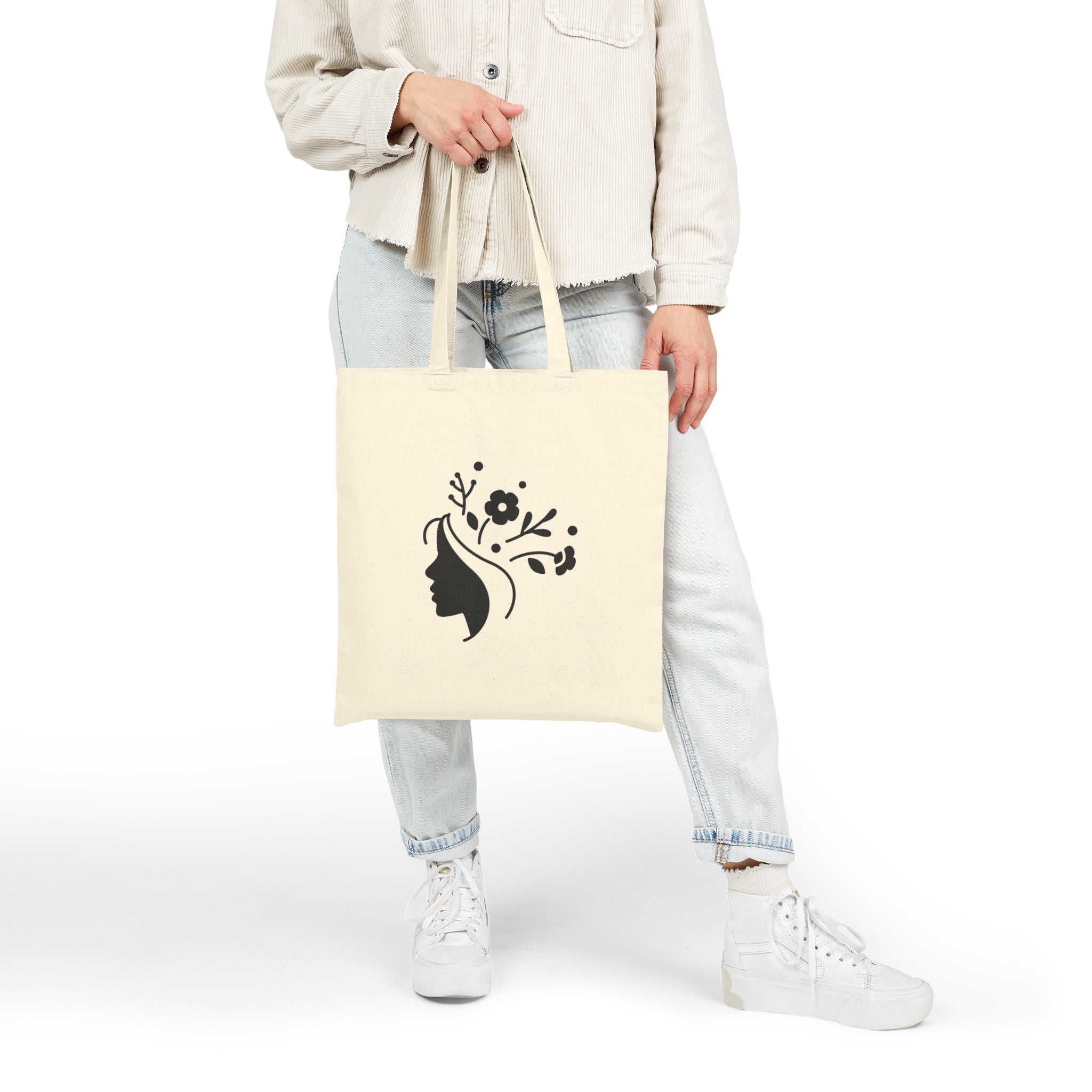 Elegant Floral Profile Tote Bag
