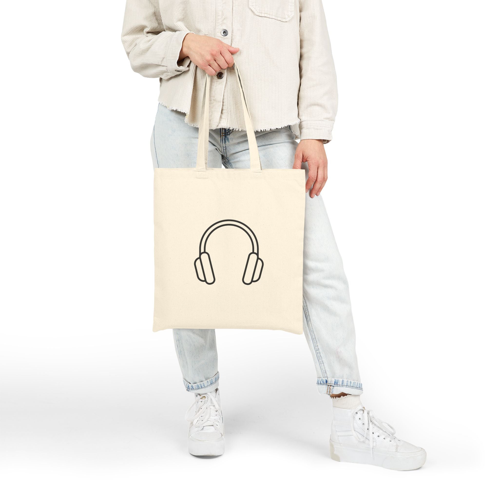 Headphone Cotton Canvas Tote Bag | Music Lover Gift