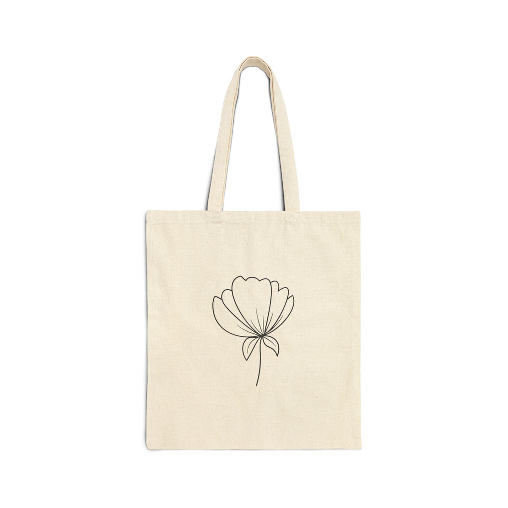 Elegant Floral Cotton Canvas Tote Bag