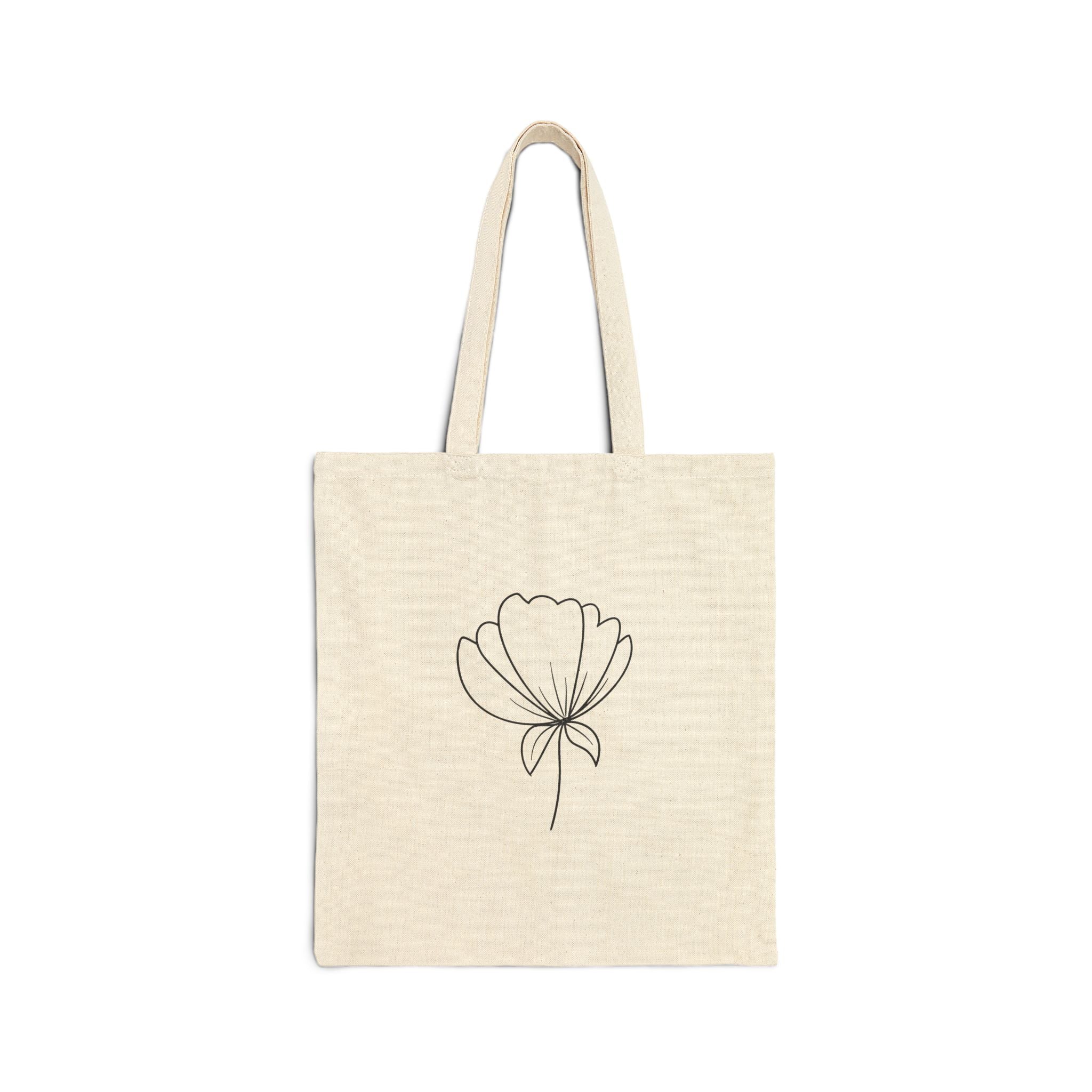 Elegant Floral Cotton Canvas Tote Bag