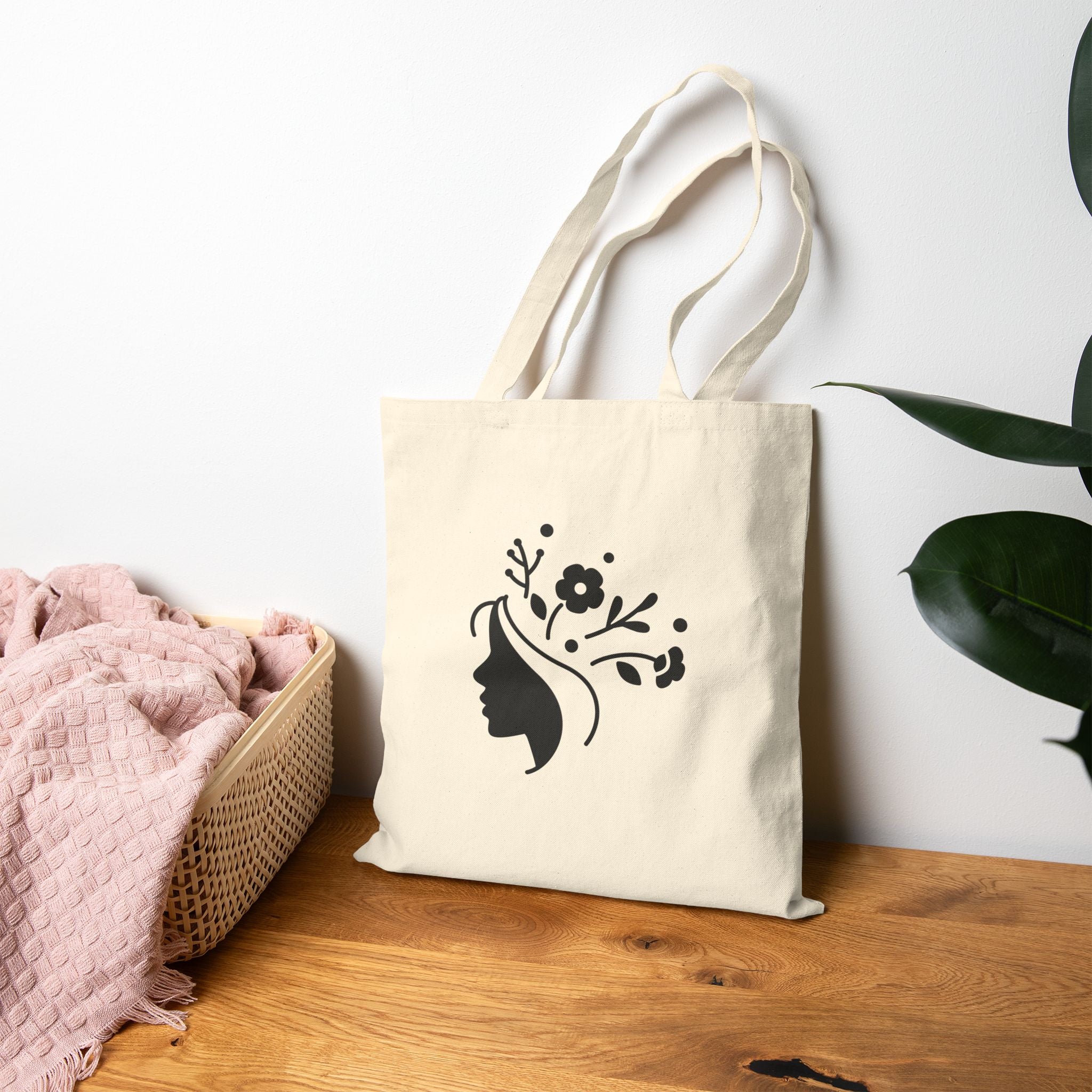 Elegant Floral Profile Tote Bag