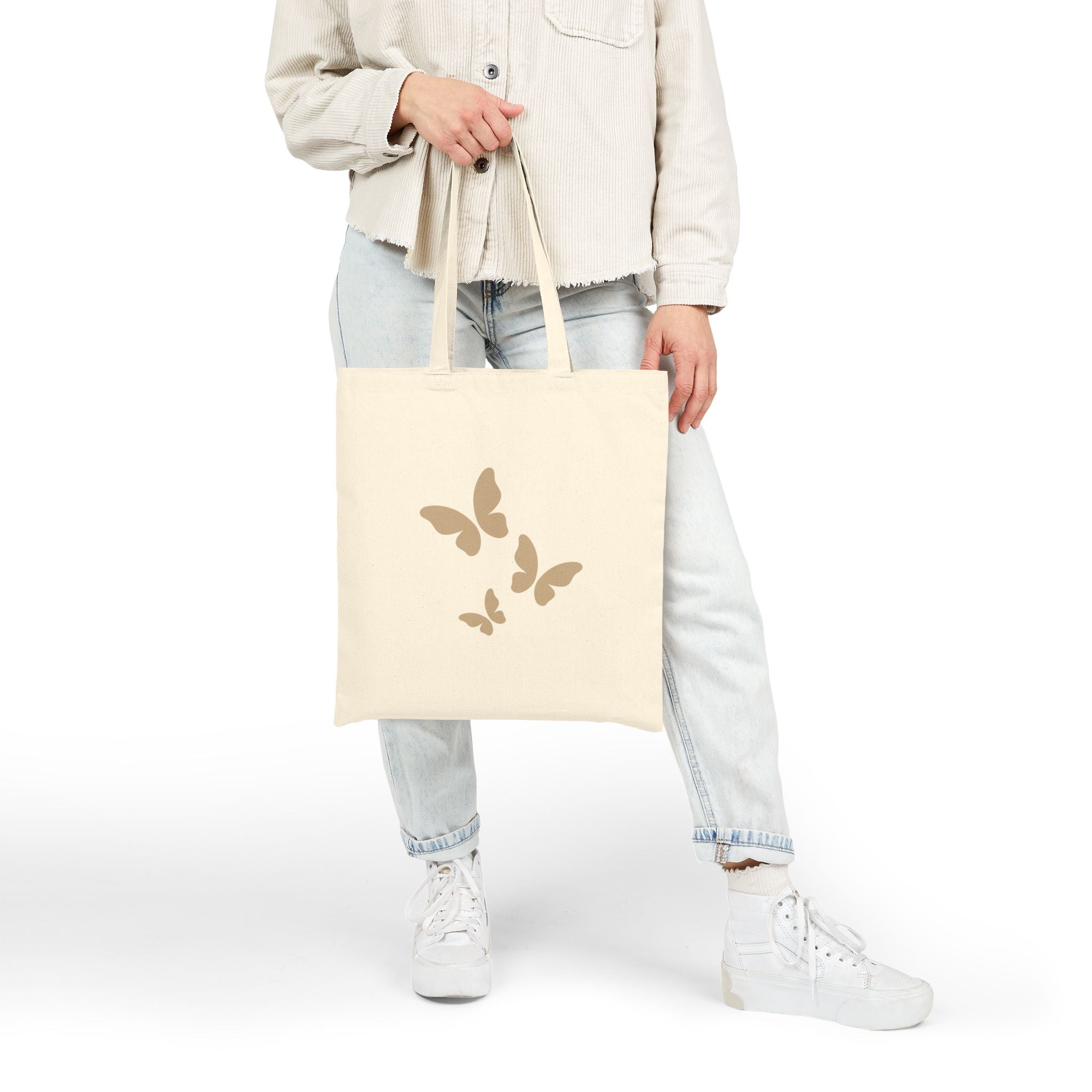 Butterfly Print Cotton Canvas Tote Bag