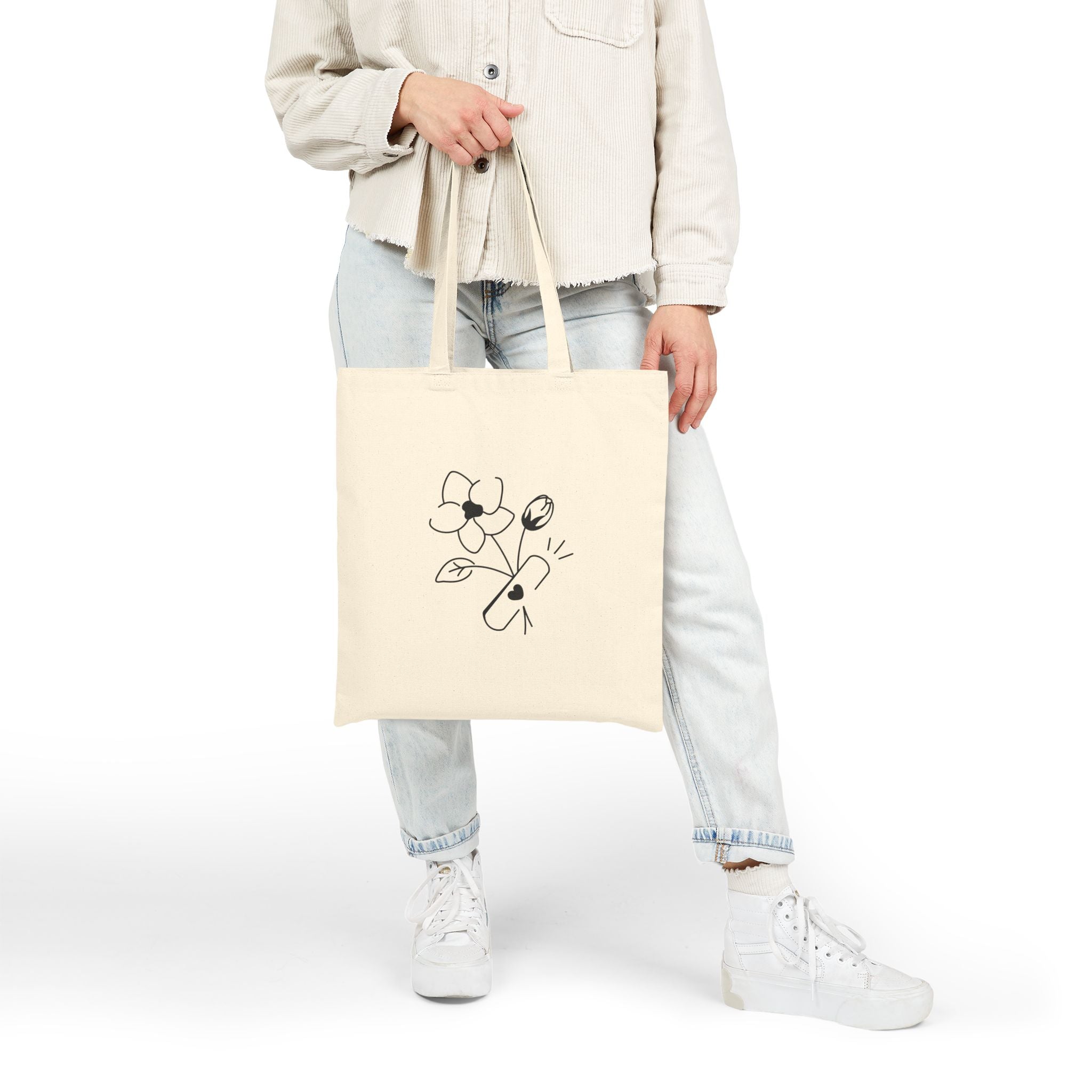 Floral Cotton Canvas Tote Bag