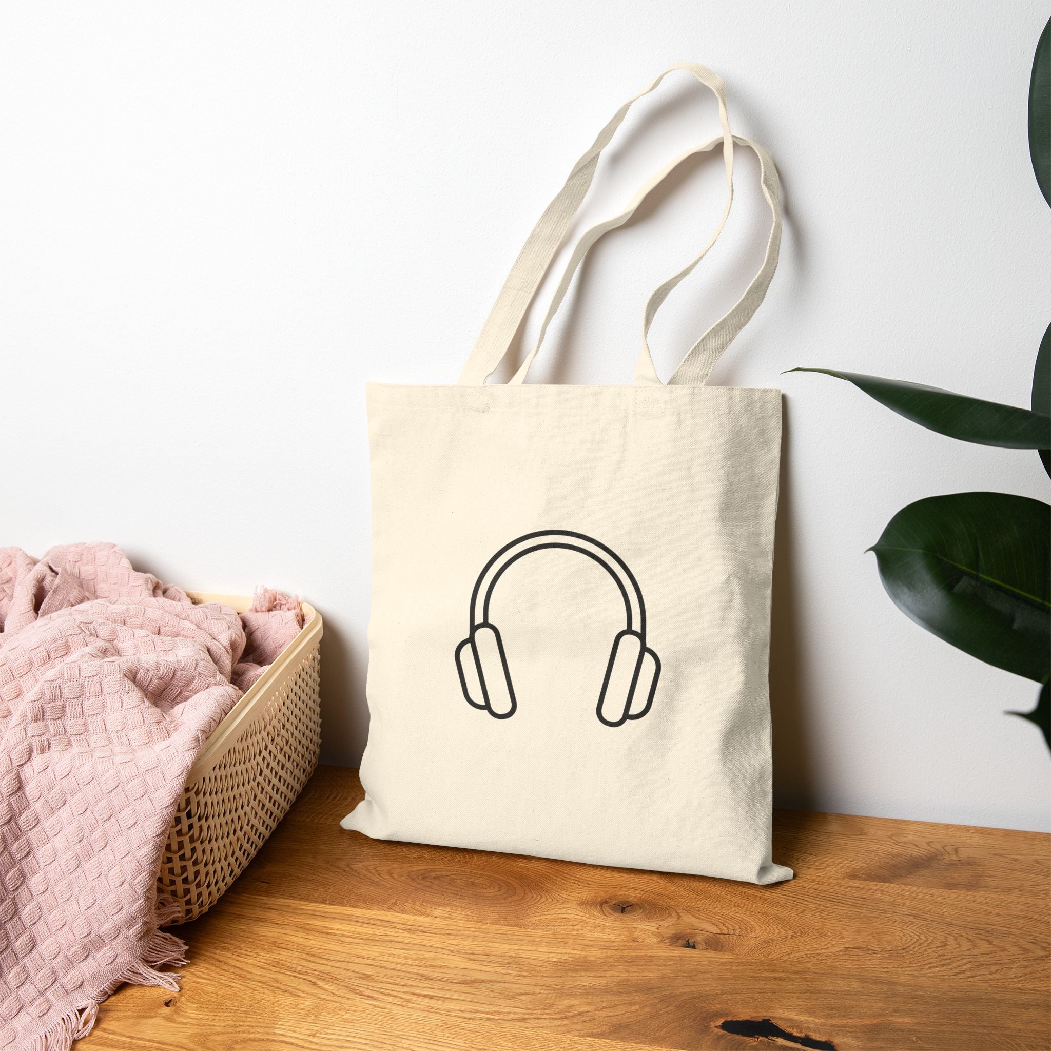 Headphone Cotton Canvas Tote Bag | Music Lover Gift