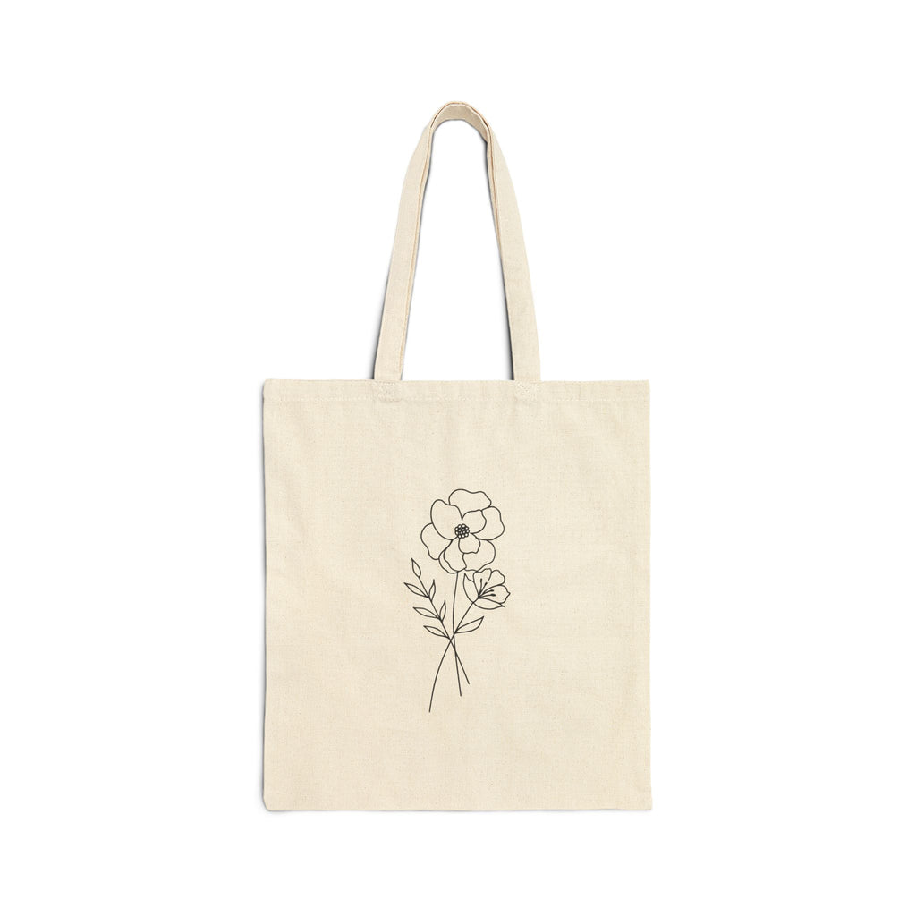 Floral Design Cotton Canvas Tote Bag